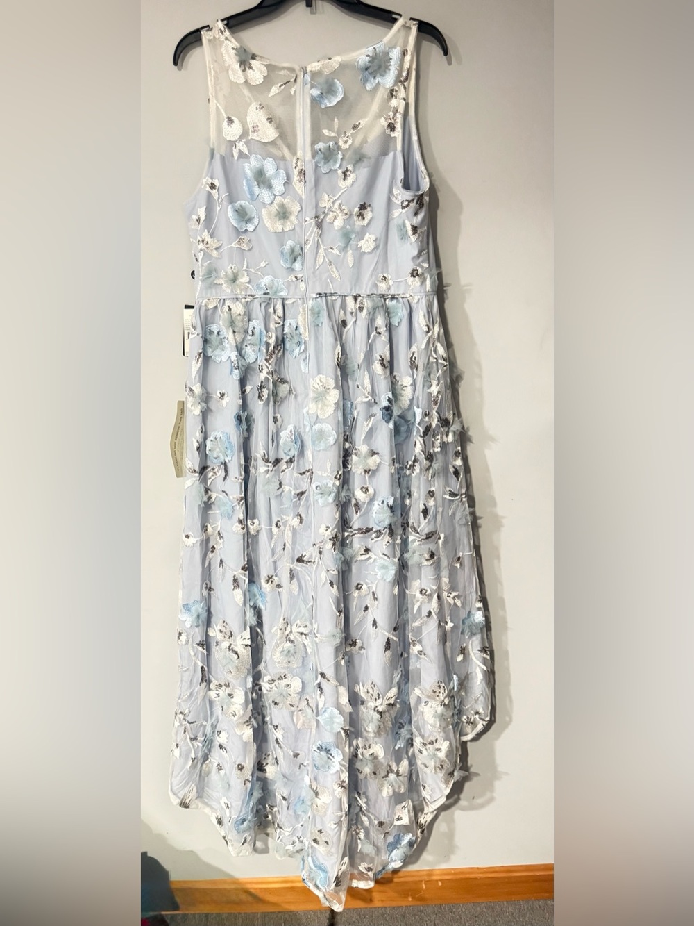 Adrianna Papell Light Blue Floral Embroidered & Sequin Cocktail Dress NWT US 14 - Picture 5 of 8